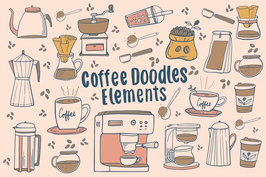 Coffee Doodle Elements