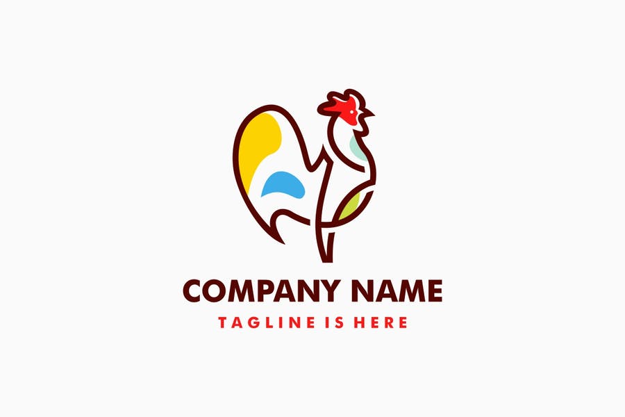 Colorful Rooster Logo Design