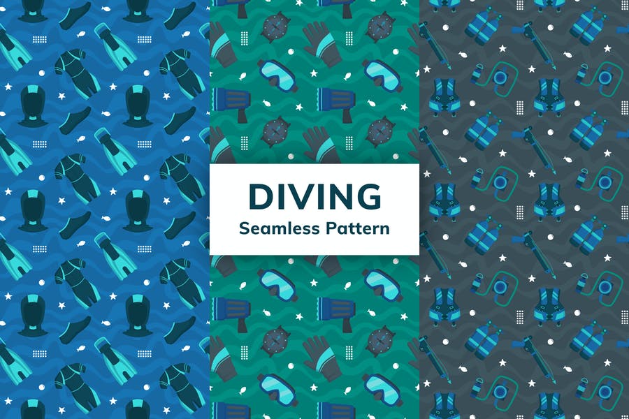 Creative Diving Seamless Pattern Design