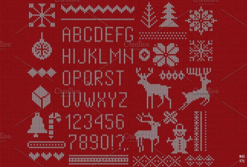 Creative Knitted Fonts and Elements