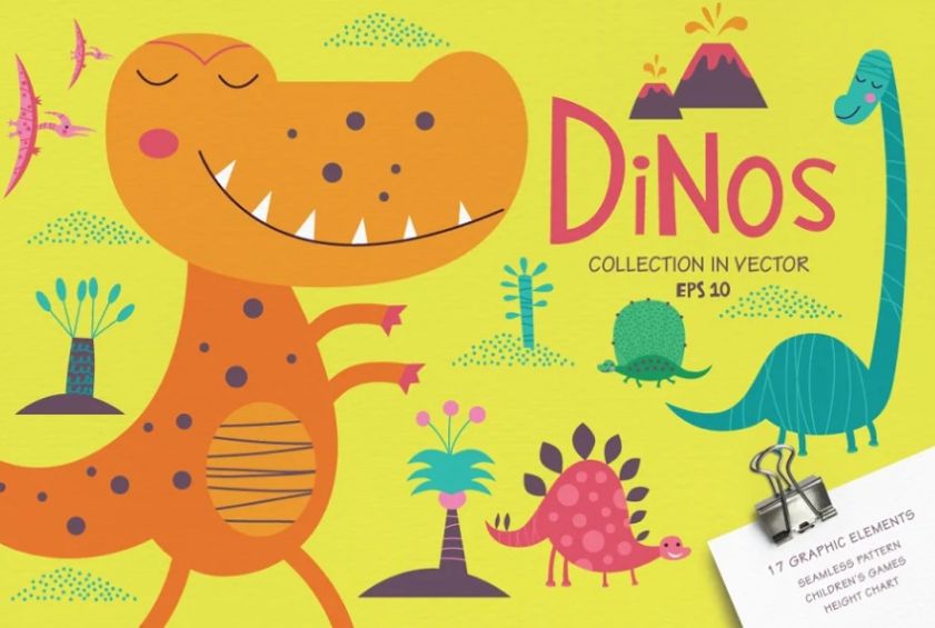 Cute Dinosour Vector Illustration