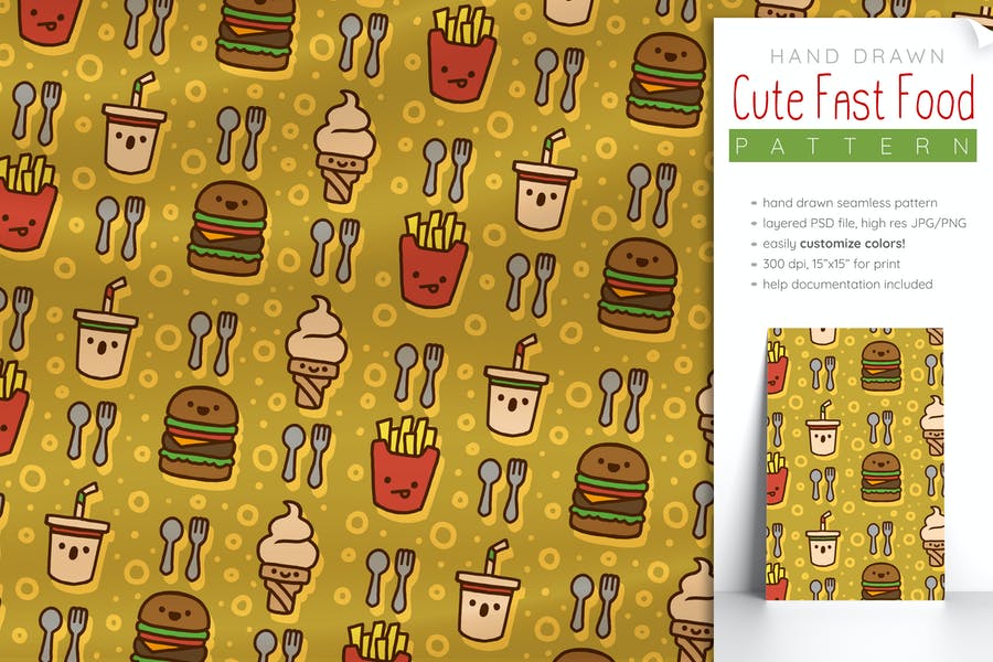 Cute Fast Food Pattern Collection
