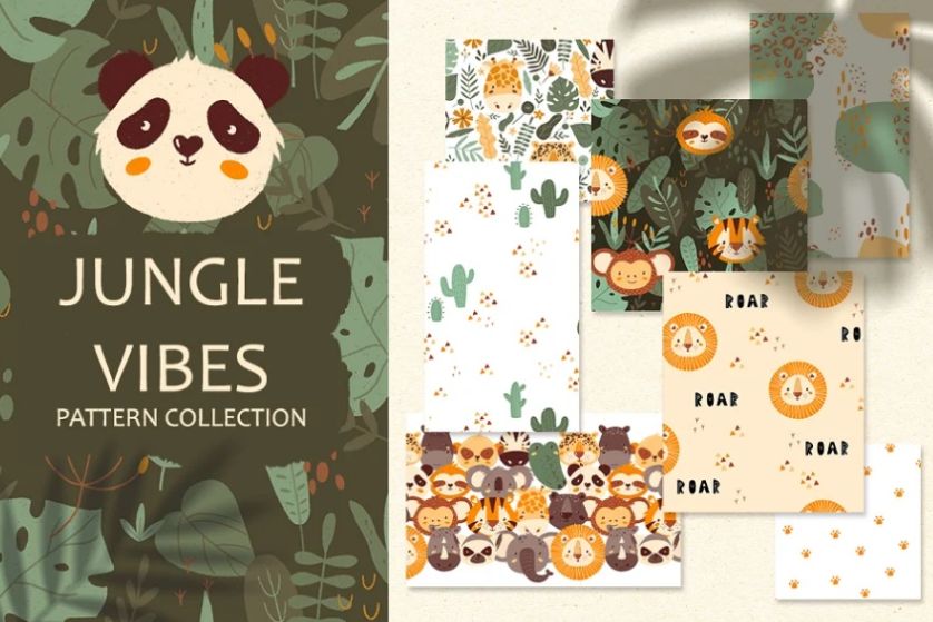 Cute Jungle Animal Pattern Collection