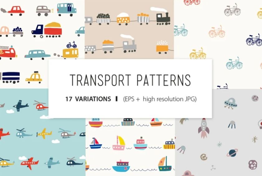 Cute Transport Pattern Vectors