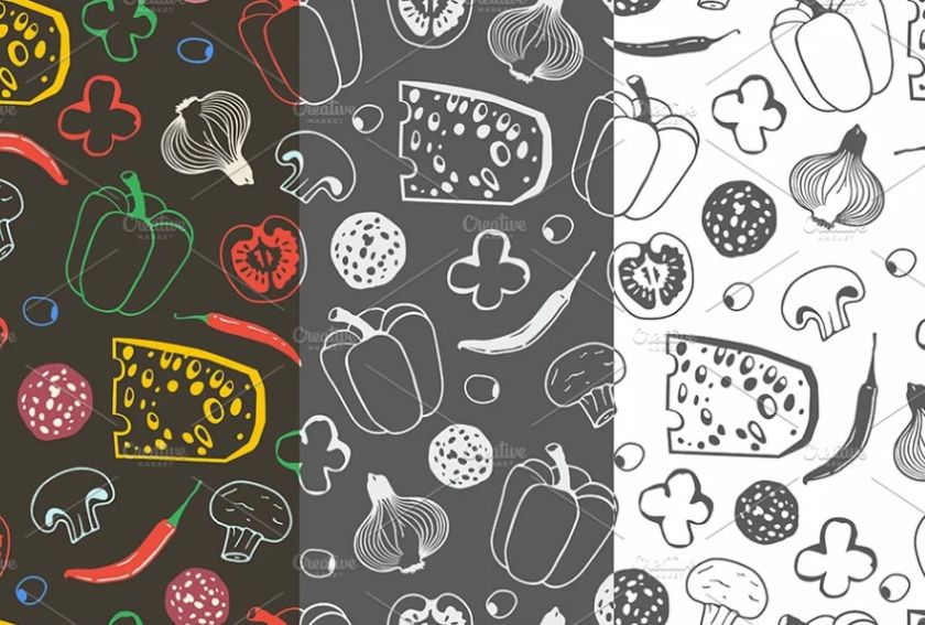 Doodle Style Food Pattern