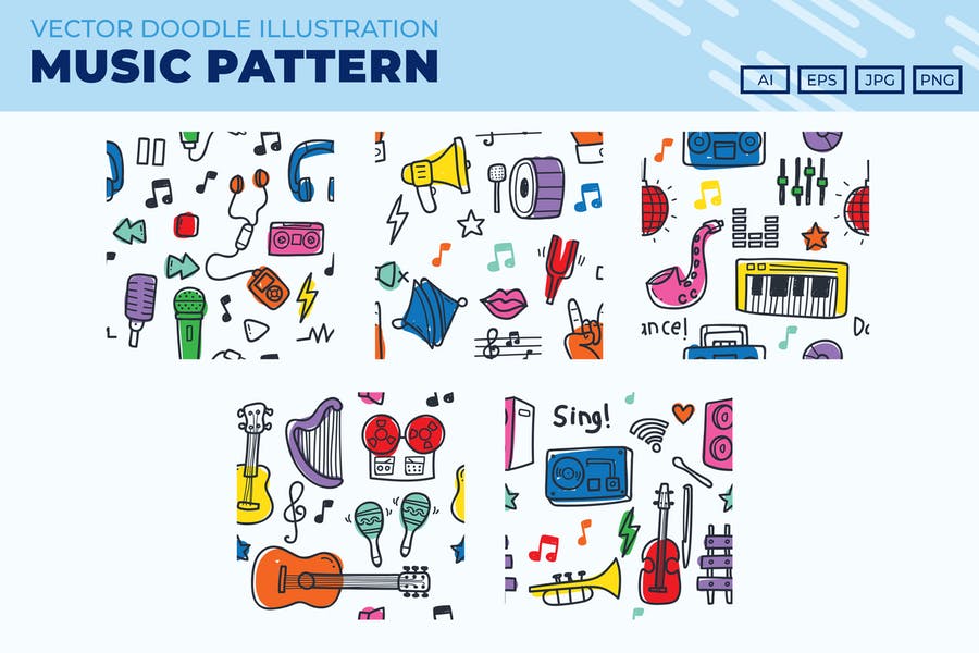 Doodle Style Music Patterns