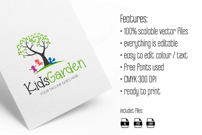 Editable Kids Garden Logo