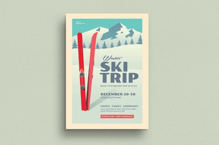 Editable Ski Trip Flyer PSD