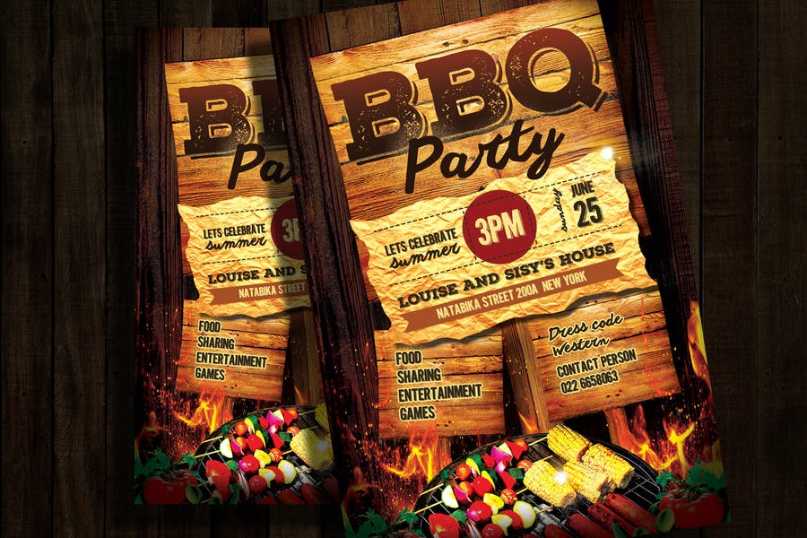 Family BBQ Party Invite PSD