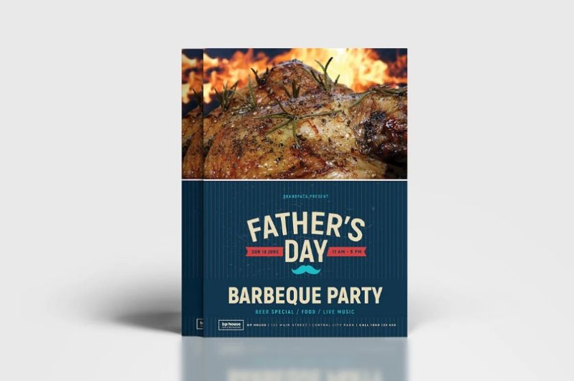 Father's Day Party Flyer PSD