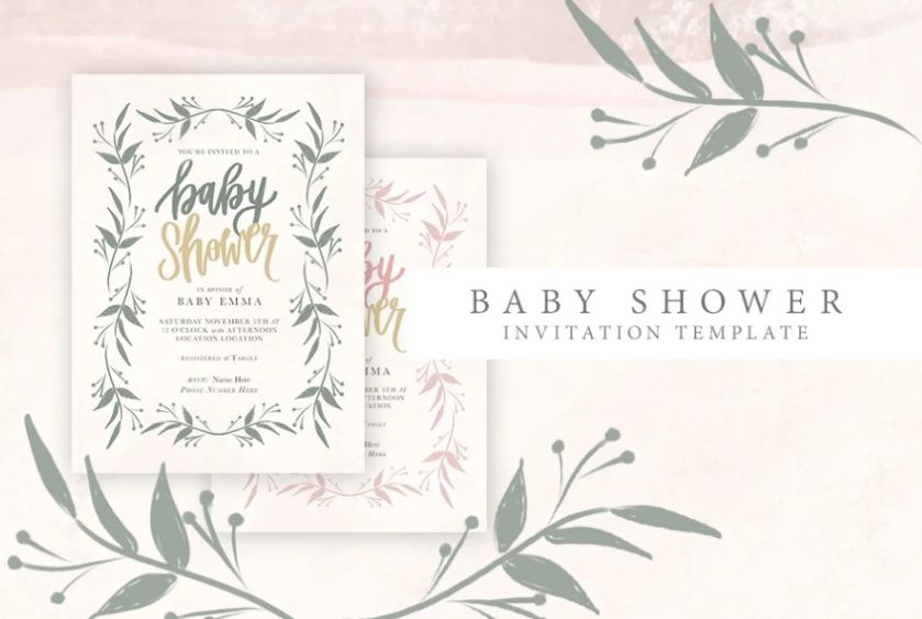 Feminine Baby Shower Invite PSD
