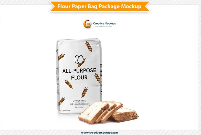 Flour Paper Bag Mockup PSD
