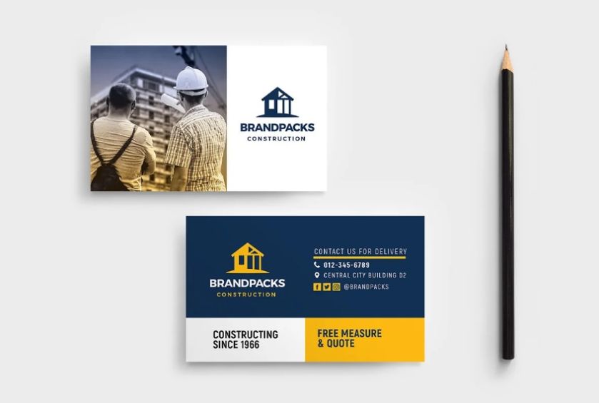 Front and Back Construction Business Card