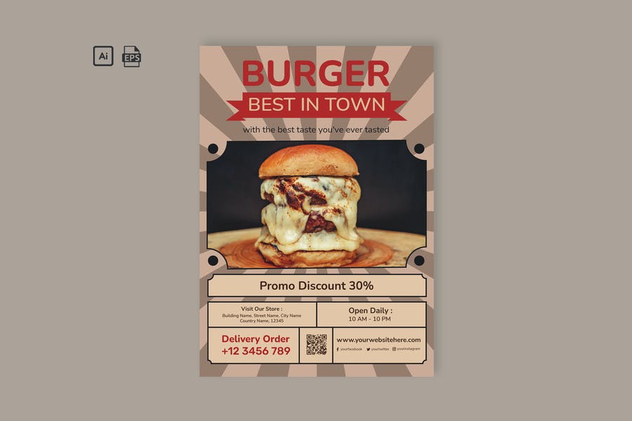 Fully Editable Burger Poster