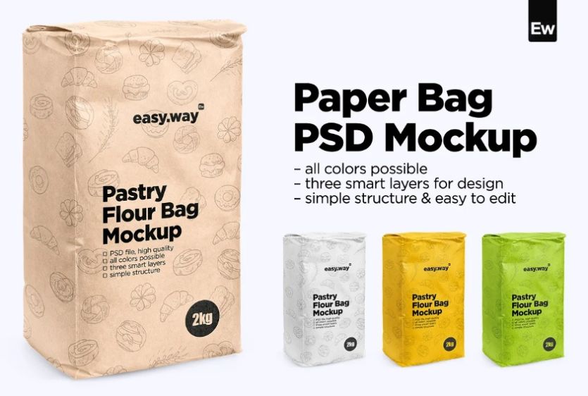 Fully Editable Flour Bag Mockup