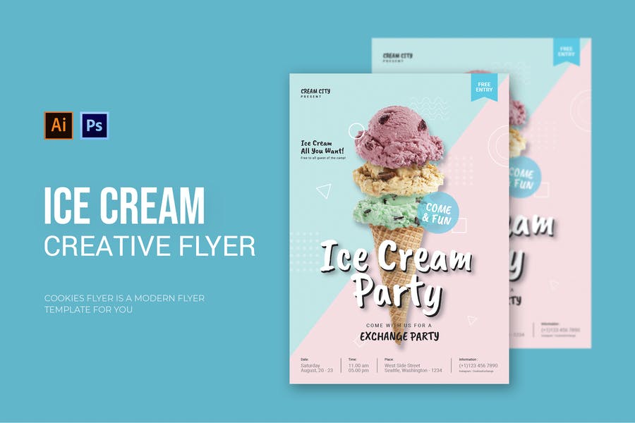 Fully Editable Ice Cream Flyer