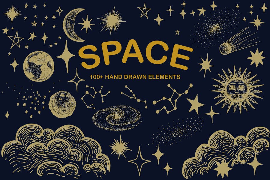 Hand Drawn Space Elements