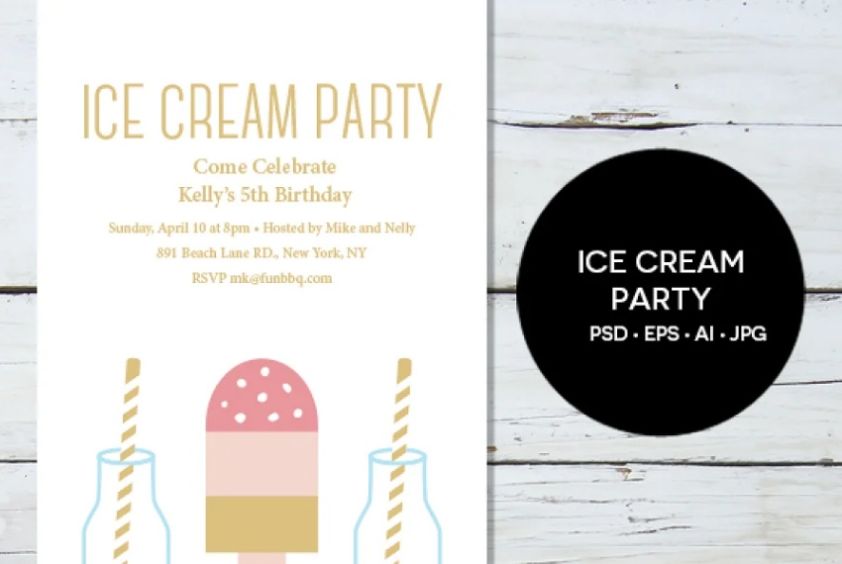 Ice Cream Birthday Party Card