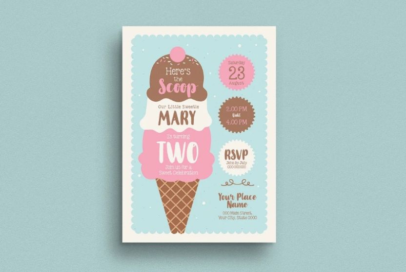 Ice Cream Invitation Card Template