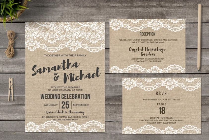Lace Style Wedding Invitation Template