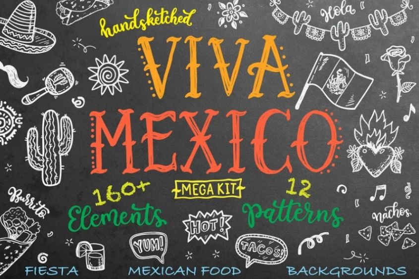 Mexican Food Pattern Design Set