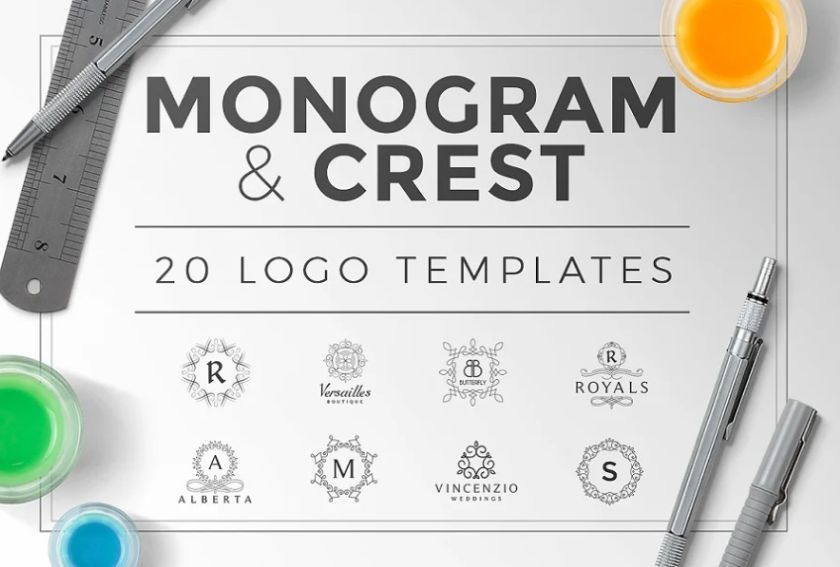 Monogram and Crest Logo Design Set