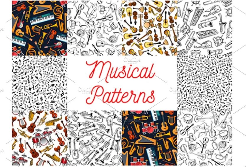 Musical Notes and Instrument Patterns