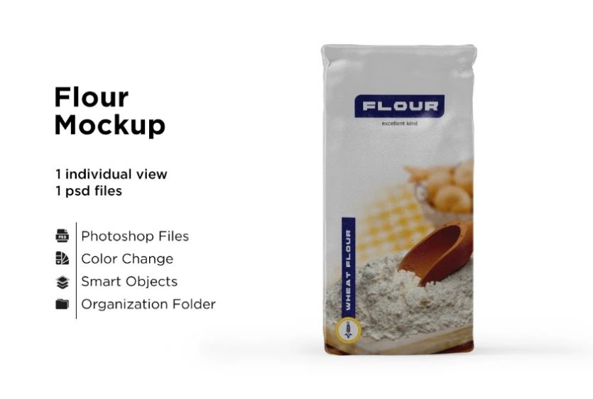 Paper Flour Packaging Mockup PSD