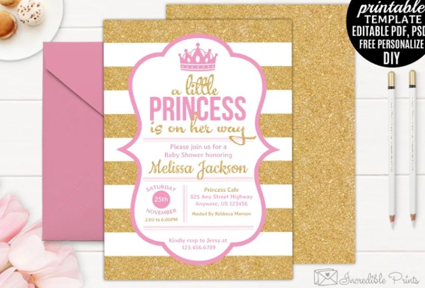 Pink and Gold Style Invitation Template