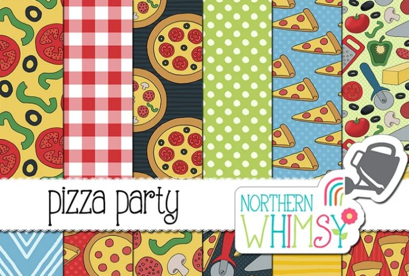 Pizza Party Seamless Patterns