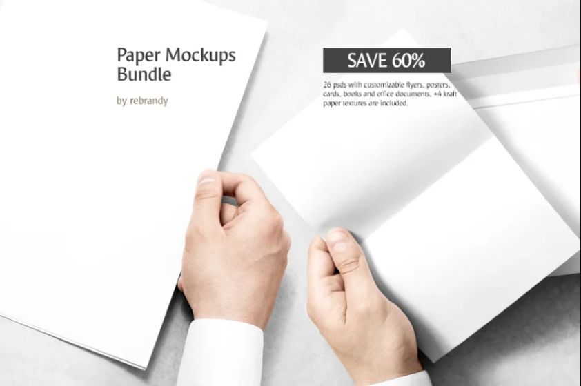 Realistic paper Mockups Bundle