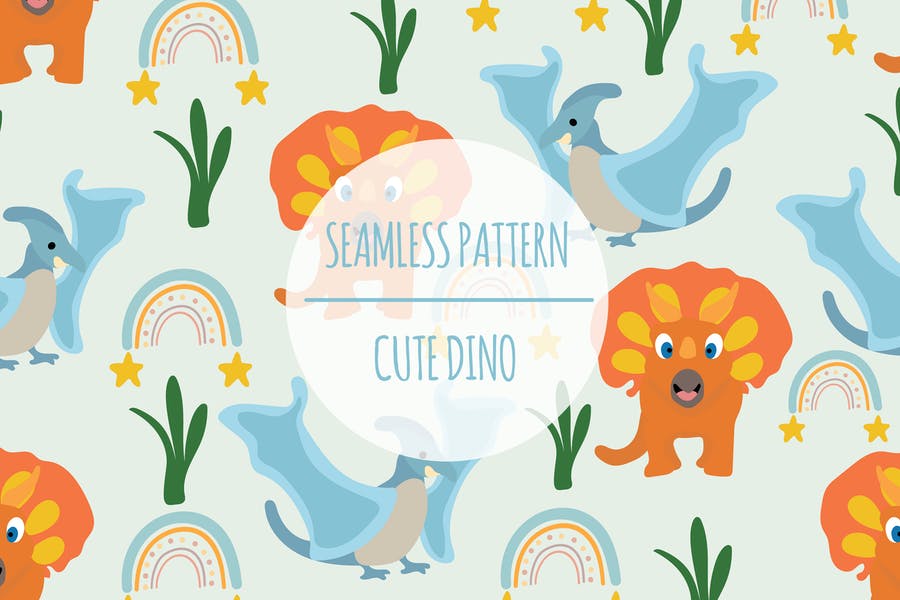 Seamless Cute Dino Pattern Design