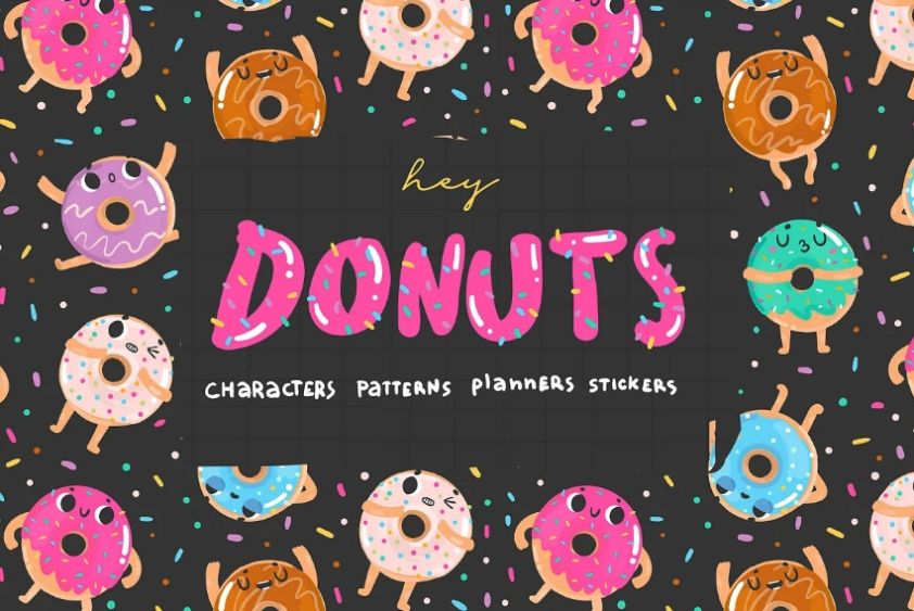 Seamless Donut Character Patterns