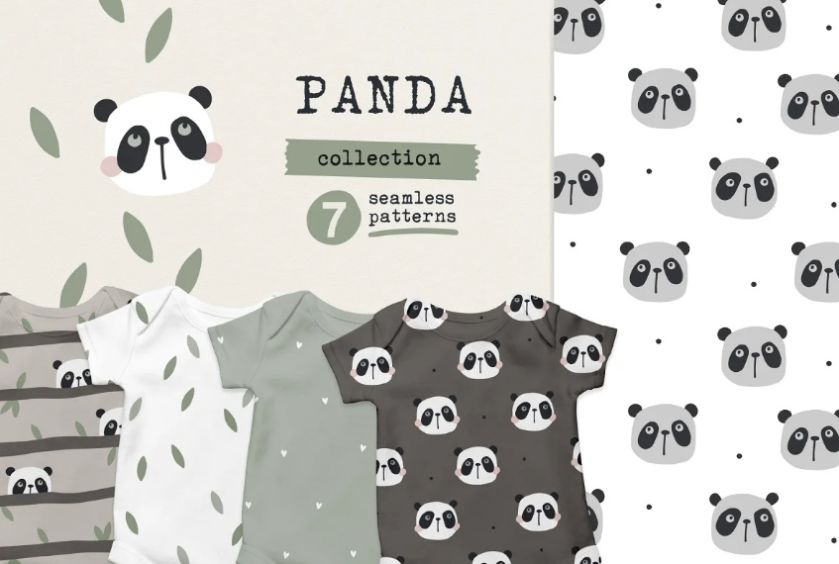 Seamless Panda Pattern Collection