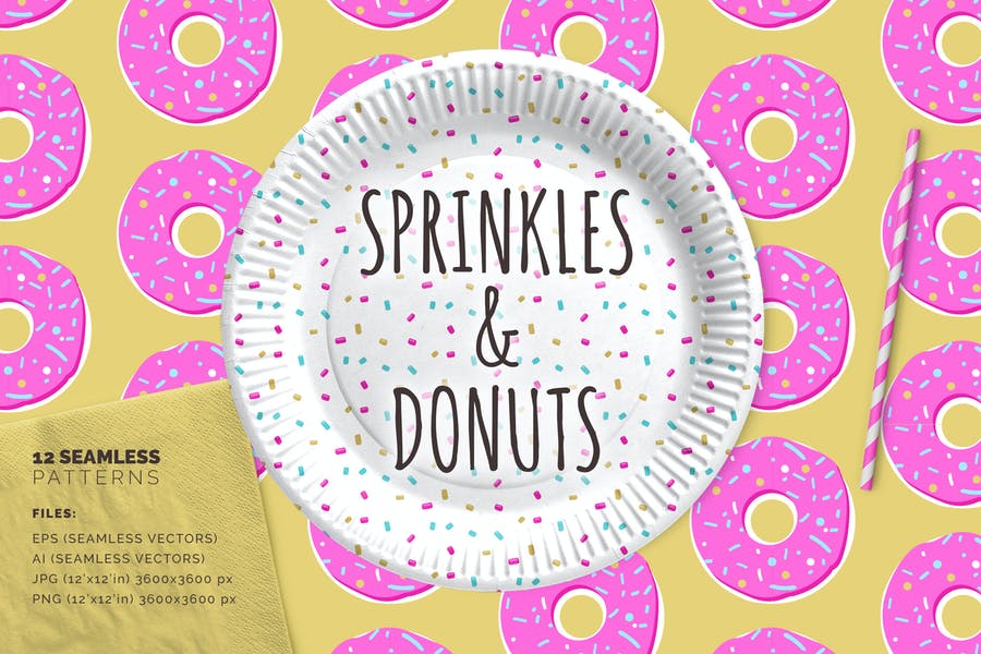 Sprinkle and Donut Pattern Design
