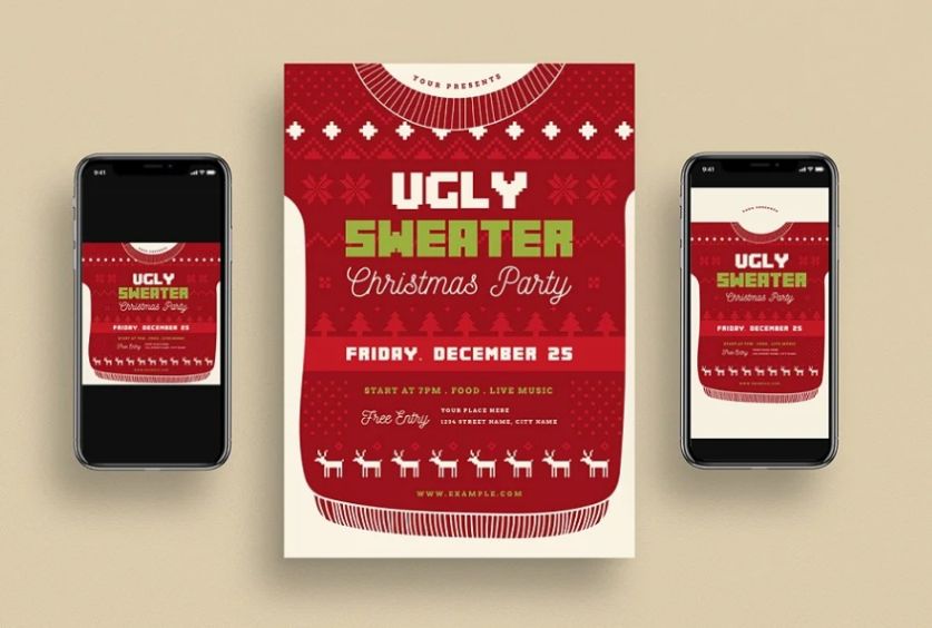 Ugly Sweater Christmas Invitation Template