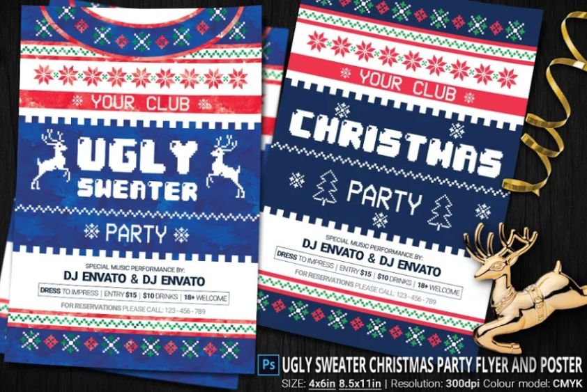 Ugly Sweater Christmas Party Flyer