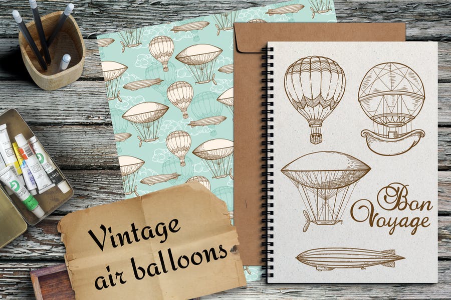 Vintage Air Balloon Pattern Set