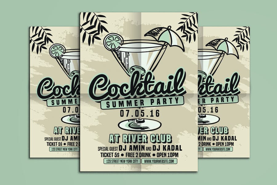 Vintage Cocktail Summer Party Flyer