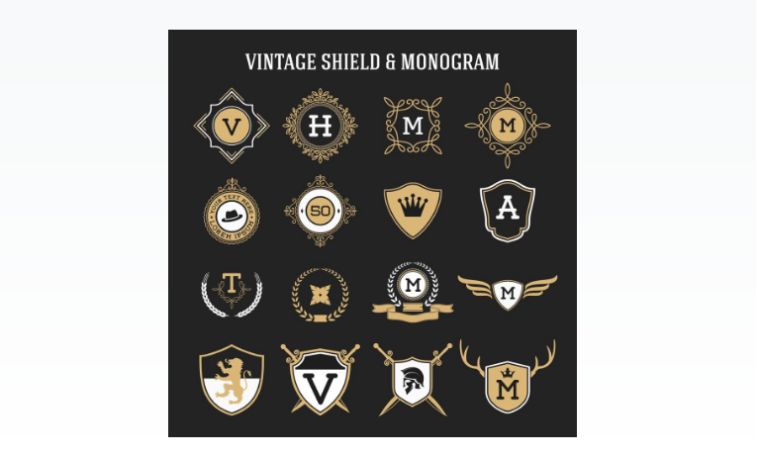 Vintage Shield Logo Design Set