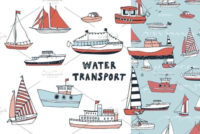 Water Transport pattern Background