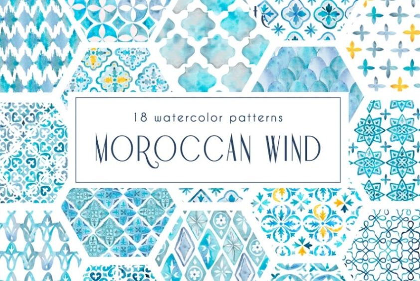 Watercolor Style Moroccan Patterns