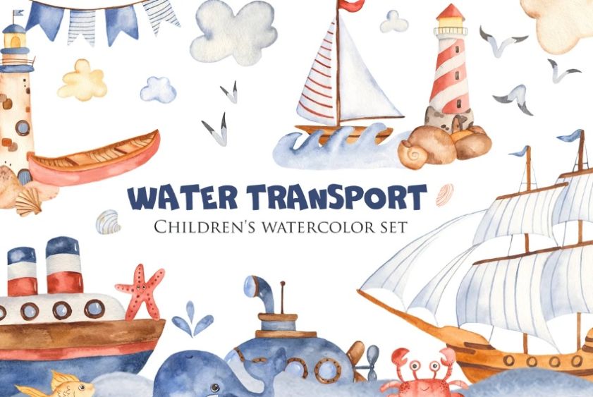 Watercolor Water Transport Design