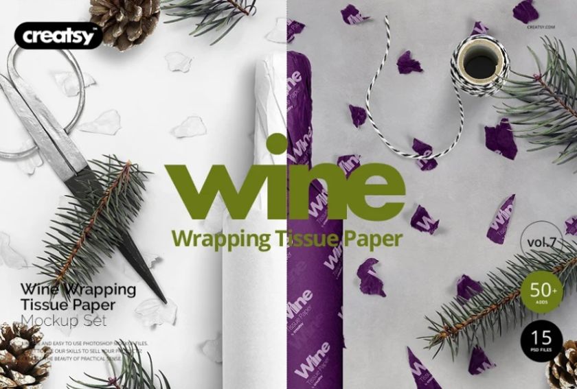 Wine Wrapping Tissue Paper Mockup PSD