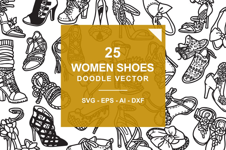 Women Shoe Doodle Vector