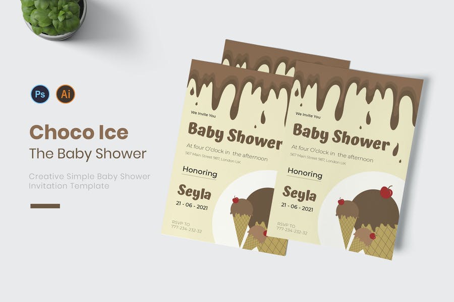 ice Cream Baby Shower Card