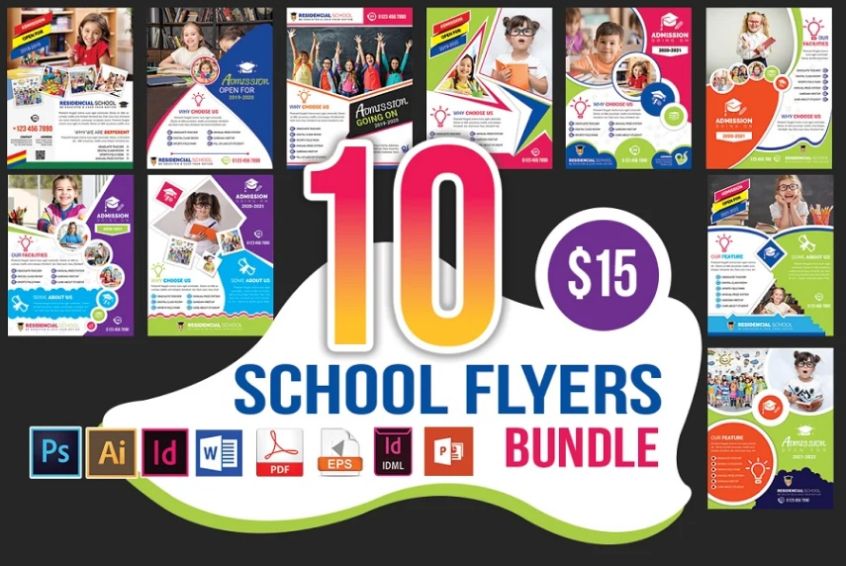 10 School Flyer Templates bundle