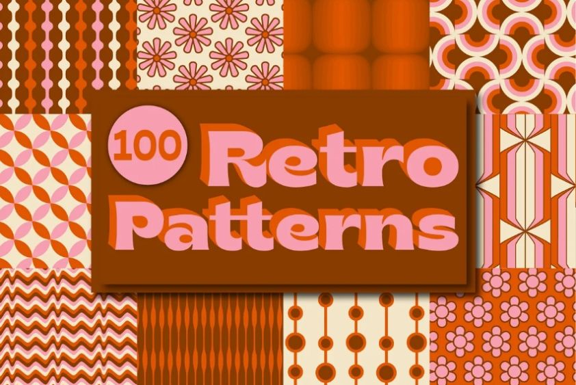 100 Retro Pattern Designs Set