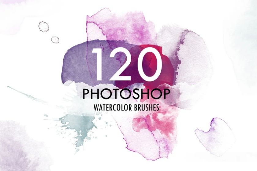 120 Handmade Watercolor Phooshop Brushes