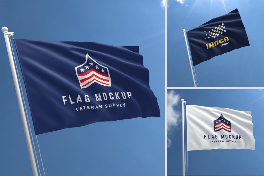 3 Realistic Flag Mockups